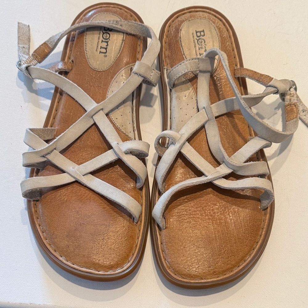 Born Women's Strappy Tan and Cream Sandals
